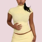 BODY BY RAVEN BODY MOCK NECK TOP (PASTEL YELLOW)
